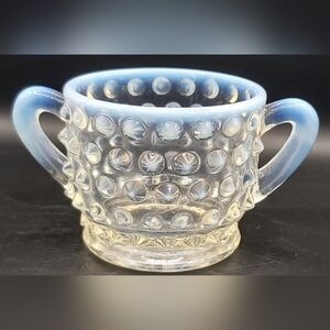 Fenton white opalescent hobnail sugar bowl